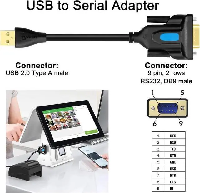 Alt view image 5 of 7 - DTECH USB to Serial Adapter DB9 RS232 Cable Prolific Chip PL2303 DB-9 Male Cord 3ft Compatible with Windows 11 10 8 7 Mac Linux for Laptop RS232C Printer Radio