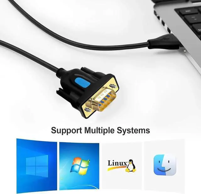 Alt view image 7 of 7 - DTECH USB to Serial Adapter DB9 RS232 Cable Prolific Chip PL2303 DB-9 Male Cord 6ft Compatible with Windows 11 10 8 7 Mac Linux for Laptop RS232C Printer Radio
