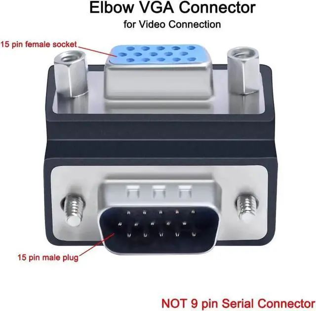 Alt view image 2 of 7 - DTECH 90 Degree VGA Right Angle Adapter 15 Pin Male to Female Extension Converter Coupler