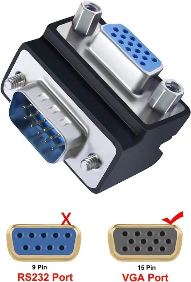 Alt view image 7 of 7 - DTECH 90 Degree VGA Right Angle Adapter 15 Pin Male to Female Extension Converter Coupler