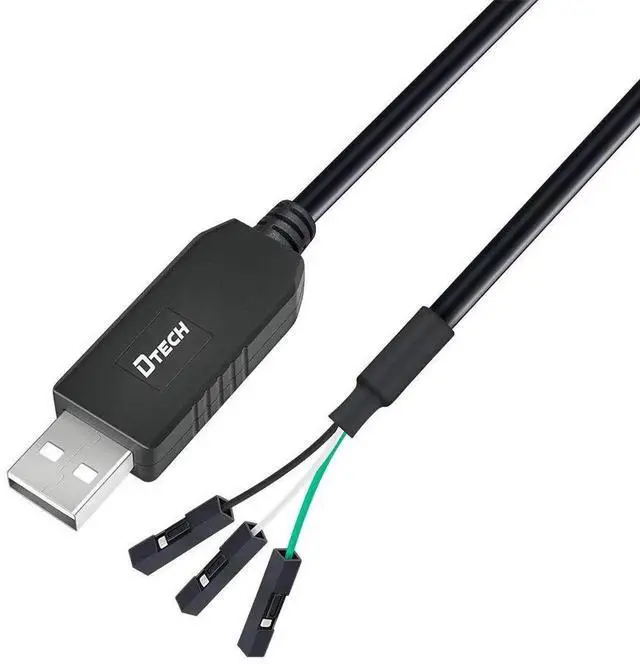 Main image of DTECH 6ft USB to TTL Serial Cable 3.3V 3 Pin TX RX Signal UART Adapter Debug Cord Compatible with Windows 11 10 8 7 Linux MAC OS Genuine FT232RL Chip 3Pin 3v3 2.54mm Dupont Female Header