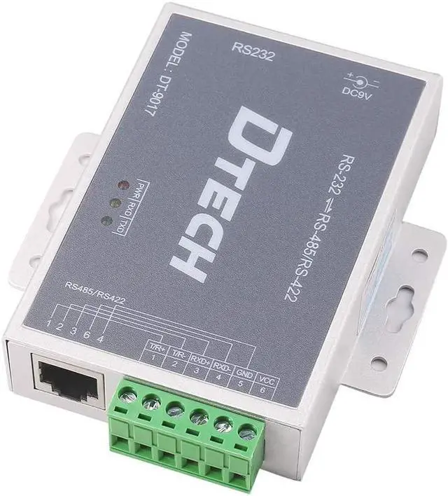 Main image of DTECH Bi-Directional Active RS232 to RS485 RS422 Serial Converter with Surge Protection 600W 15KV ESD DB9 to RJ45 Phoenix Contacts Adapter Power Supply TX RX LEDs for Long Haul Data Communication