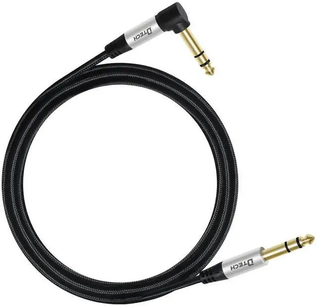 Main image of DTECH 3ft Electric Guitar Cable TRS 1/4 Instrument Cord Aux Right Angle Balanced Stereo Jack Quarter Inch 6.35mm for DJ Speaker Amplifier Bass Studio Audio Monitor Mixer