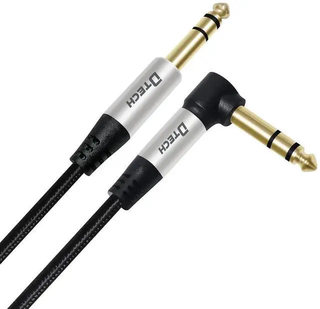 Alt view image 3 of 6 - DTECH 3ft Electric Guitar Cable TRS 1/4 Instrument Cord Aux Right Angle Balanced Stereo Jack Quarter Inch 6.35mm for DJ Speaker Amplifier Bass Studio Audio Monitor Mixer