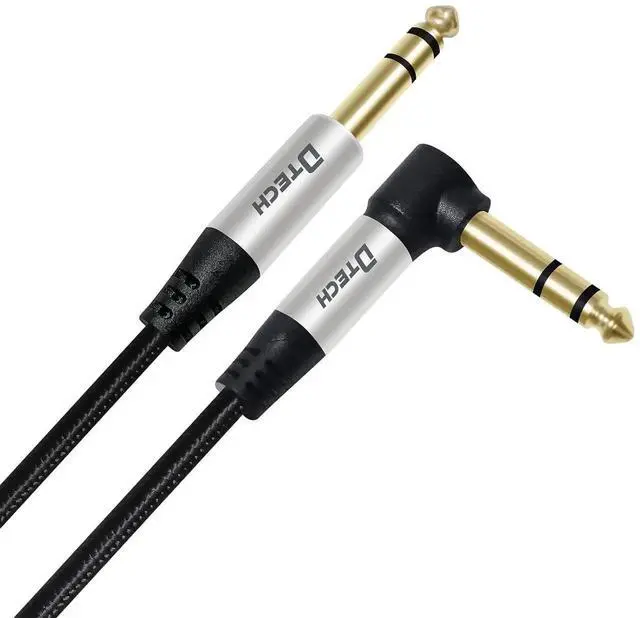 Alt view image 3 of 6 - DTECH 5ft Electric Guitar Cable TRS 1/4 Instrument Cord Aux Right Angle Balanced Stereo Jack Quarter Inch 6.35mm for DJ Speaker Amplifier Bass Studio Audio Monitor Mixer