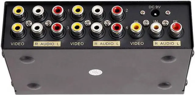 Alt view image 3 of 7 - DTECH Powered 4 Way 3 RCA Splitter Box 1 in 4 Out Composite Video Audio Distribution Duplicator with Power Adapter