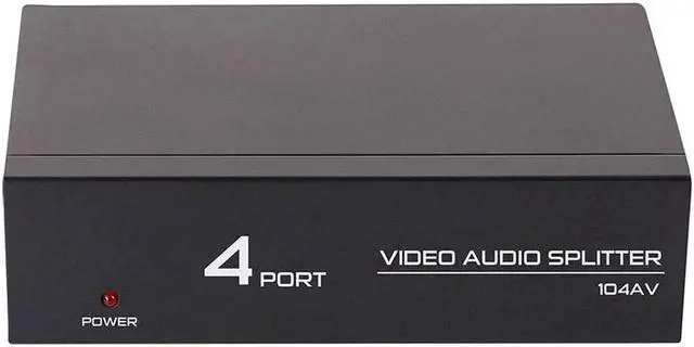 Alt view image 6 of 7 - DTECH Powered 4 Way 3 RCA Splitter Box 1 in 4 Out Composite Video Audio Distribution Duplicator with Power Adapter