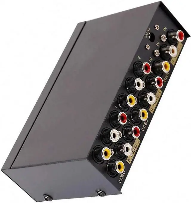 Alt view image 4 of 7 - DTECH Powered 4 Way 3 RCA Splitter Box 1 in 4 Out Composite Video Audio Distribution Duplicator with Power Adapter