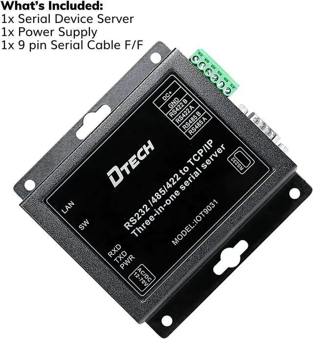 Alt view image 6 of 6 - DTECH Serial to Ethernet Converter Adapter RS232 RS422 RS485 to TCP IP Device Server Supports DHCP DNS Modbus RTU/TCP 10/100M Power Over Ethernet POE
Be the first to review this product...