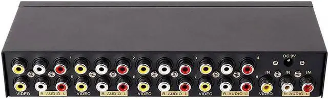 Alt view image 7 of 7 - DTECH Powered 8 Way 3 RCA Splitter Box 1 in 8 Out Composite Video Audio Distribution Duplicator with Power Adapter Compatible with TV Projector Receiver Gaming Console Video Capture Card