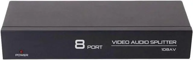 Alt view image 3 of 7 - DTECH Powered 8 Way 3 RCA Splitter Box 1 in 8 Out Composite Video Audio Distribution Duplicator with Power Adapter Compatible with TV Projector Receiver Gaming Console Video Capture Card