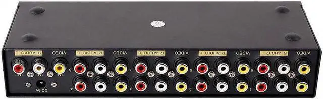 Alt view image 6 of 7 - DTECH Powered 8 Way 3 RCA Splitter Box 1 in 8 Out Composite Video Audio Distribution Duplicator with Power Adapter Compatible with TV Projector Receiver Gaming Console Video Capture Card