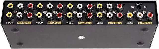 Alt view image 4 of 7 - DTECH Powered 8 Way 3 RCA Splitter Box 1 in 8 Out Composite Video Audio Distribution Duplicator with Power Adapter Compatible with TV Projector Receiver Gaming Console Video Capture Card