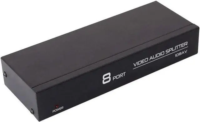 Alt view image 2 of 7 - DTECH Powered 8 Way 3 RCA Splitter Box 1 in 8 Out Composite Video Audio Distribution Duplicator with Power Adapter Compatible with TV Projector Receiver Gaming Console Video Capture Card