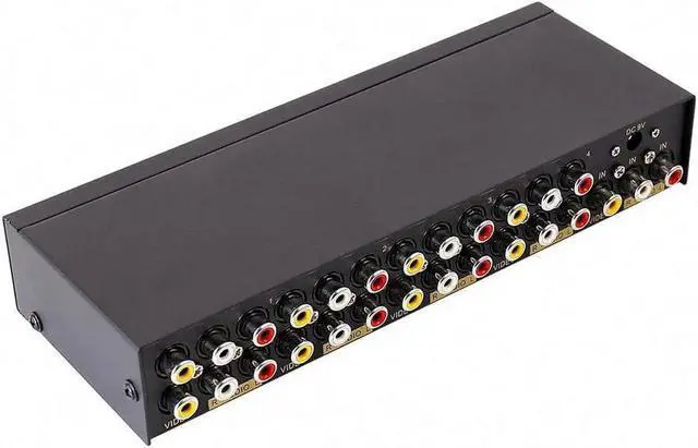 Alt view image 5 of 7 - DTECH Powered 8 Way 3 RCA Splitter Box 1 in 8 Out Composite Video Audio Distribution Duplicator with Power Adapter Compatible with TV Projector Receiver Gaming Console Video Capture Card