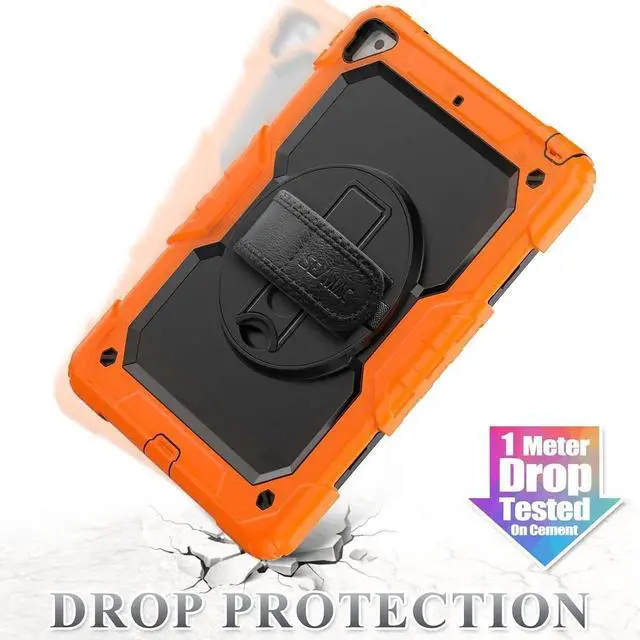 Alt view image 3 of 7 - Case for iPad Air 3 2019 / Pro 10.5'' with Screen Protector Pen Holder [360 Rotate Hand Strap/Stand], Drop-Proof Case (Black+Orange)