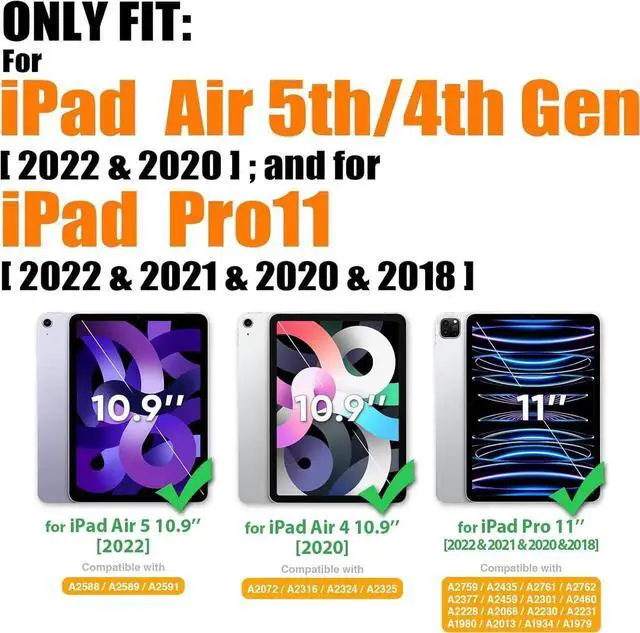 Alt view image 2 of 7 - Case for iPad Air 5th/4th Generation/Pro 11 (4th/3rd/2nd) with Screen Protector Pen Holder, 360 Rotate Hand Strap/Stand Case for iPad Air 5th/4th Gen 10.9''/ Pro 11'' (Brightblue+Black)