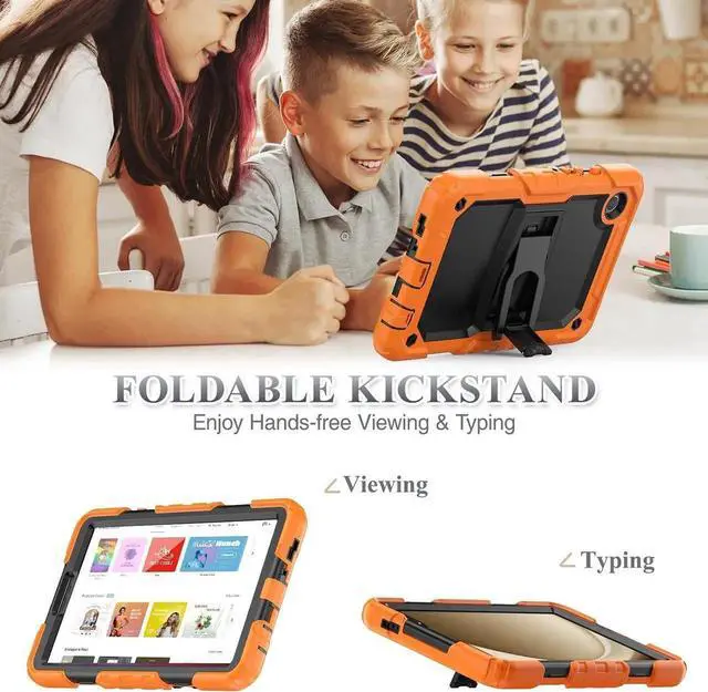 Alt view image 4 of 7 - Case for SAM-SUNG Galaxy Tab A9 5G Tablet 8.7'' 2023 with Screen Protector Shoulder Strap & Stand, Drop-Proof Case for Galaxy Tab A9 8.7'' SM-X110/X115/X117,Orange