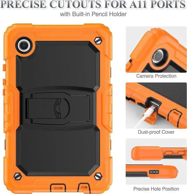 Alt view image 6 of 7 - Case for SAM-SUNG Galaxy Tab A9 5G Tablet 8.7'' 2023 with Screen Protector Shoulder Strap & Stand, Drop-Proof Case for Galaxy Tab A9 8.7'' SM-X110/X115/X117,Orange