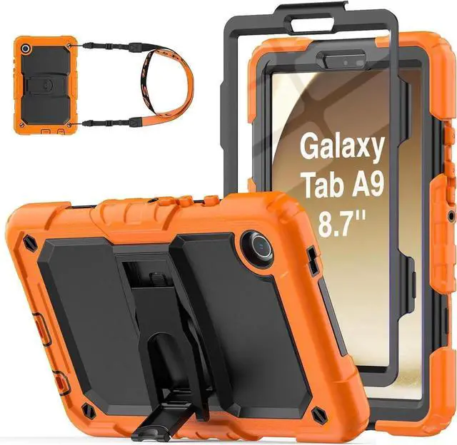 Main image of Case for SAM-SUNG Galaxy Tab A9 5G Tablet 8.7'' 2023 with Screen Protector Shoulder Strap & Stand, Drop-Proof Case for Galaxy Tab A9 8.7'' SM-X110/X115/X117,Orange