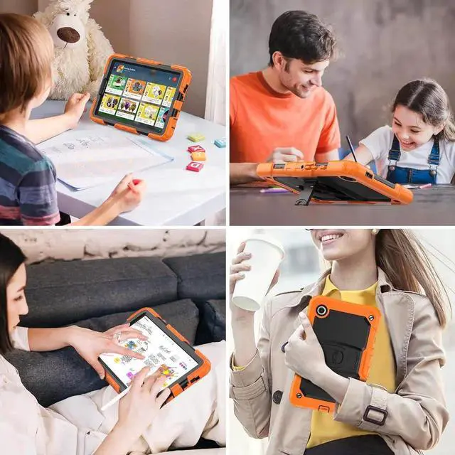 Alt view image 2 of 7 - Case for SAM-SUNG Galaxy Tab A9 5G Tablet 8.7'' 2023 with Screen Protector Shoulder Strap & Stand, Drop-Proof Case for Galaxy Tab A9 8.7'' SM-X110/X115/X117,Orange