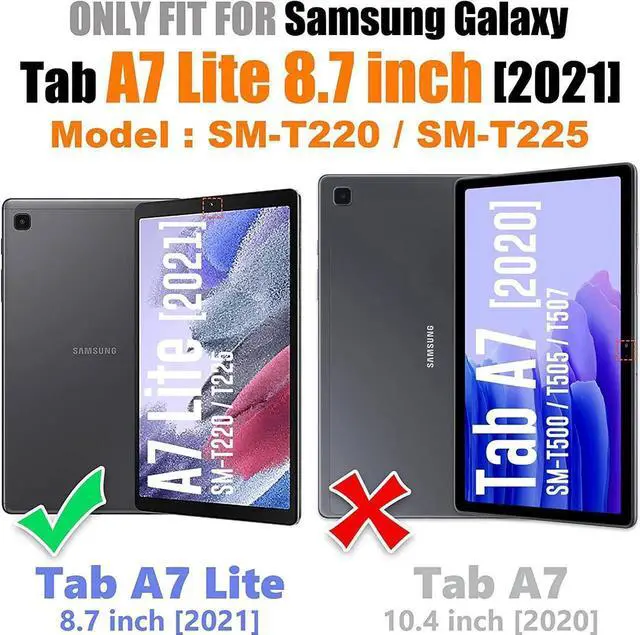 Alt view image 2 of 7 - Case for SAM-SUNG Galaxy Tab A7 Lite 8.7'' with Screen Protector Pencil Holder [360 Rotating Hand Strap] &Stand, Drop-Proof Case for SAM-SUNG A7 Lite 2021 SM-T220/T225/T227, Orange/Black