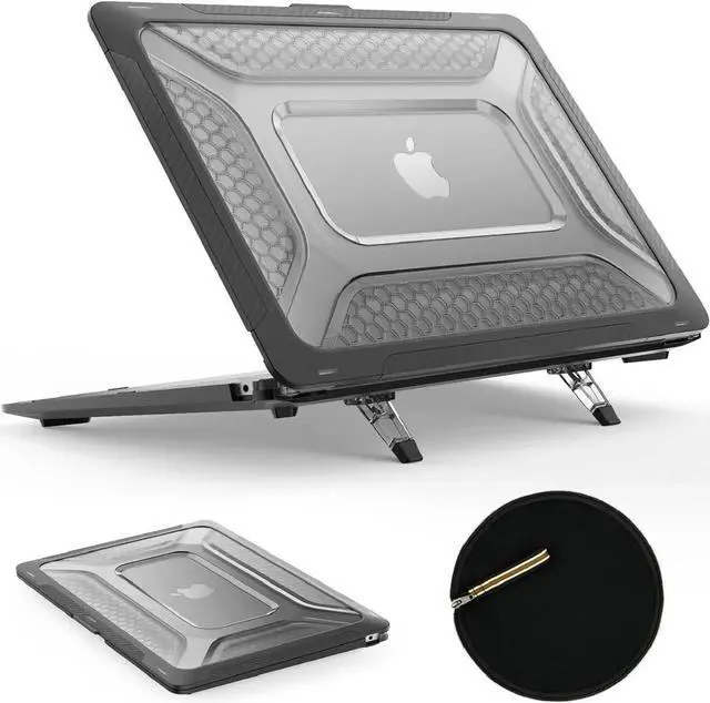 Main image of Case for MacBook Air 15 inch 2025-2023 Release A3241 A3114/A2941 M4-M2 Chip, Shock-Absorbing Protection with Folding Stand &Mouse Pad/Bag Case for MacBook Air 15'' (Black)