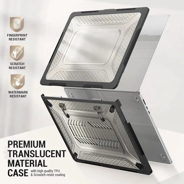 Alt view image 2 of 7 - Case for MacBook Air 15 inch 2025-2023 Release A3241 A3114/A2941 M4-M2 Chip, Shock-Absorbing Protection with Folding Stand &Mouse Pad/Bag Case for MacBook Air 15'' (Black)