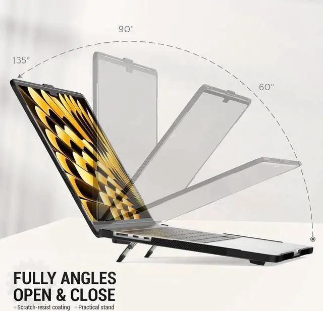 Alt view image 4 of 7 - Case for MacBook Air 15 inch 2025-2023 Release A3241 A3114/A2941 M4-M2 Chip, Shock-Absorbing Protection with Folding Stand &Mouse Pad/Bag Case for MacBook Air 15'' (Black)