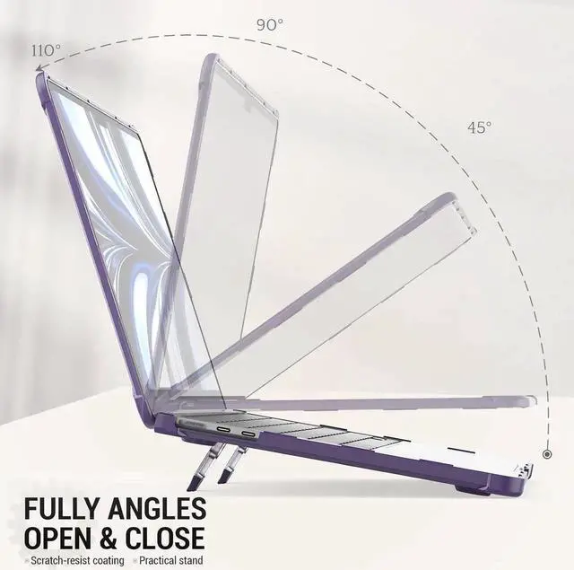 Alt view image 2 of 7 - Case for MacBook Air 13.6 inch (2025-2022)[A3240 M4/ A3113 M3/ A2681 M2], Shock-Absorbing Protection with Folding Stand &Mouse Pad/Bag Case for MacBook Air 13.6'' (Purple)