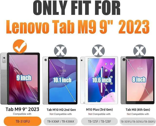Alt view image 4 of 7 - Case for Len-ovo Tab M9 (TB-310FU) 2023 with Screen Protector, Drop-Proof Protection Cover with 360 Rotating Stand &Strap [Pen Holder] Case for Len-ovo Tab M9 9'' (Pink+Black)