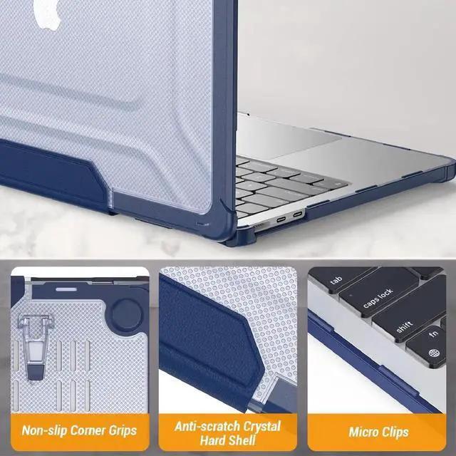 Alt view image 2 of 7 - Case for MacBook Pro 16 inch 2024-2021 A3403 A3186 A2991 A2780 A2485, Shock-Absorbing Protection with Folding Stand &Mouse Pad/Bag Case for MacBook Pro 16'' M4/M3/M2/M1 (Navyblue)