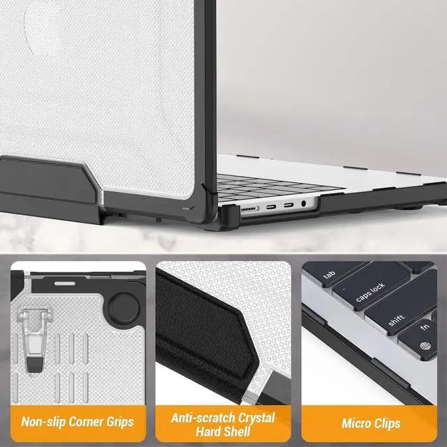 Alt view image 4 of 7 - Case for MacBook Pro 14 inch, Shock-Absorbing Protection with Folding Stand &Mouse Pad/Bag Case for MacBook Pro 14'' A3112 A3185 A3401 A2918 A2992 2779 2442 m4-m1 2024-2021,HardBlack