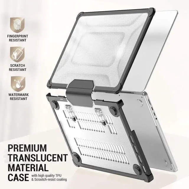 Alt view image 2 of 7 - Case for MacBook Pro 14 inch, Shock-Absorbing Protection with Folding Stand &Mouse Pad/Bag Case for MacBook Pro 14'' A3112 A3185 A3401 A2918 A2992 2779 2442 m4-m1 2024-2021,HardBlack