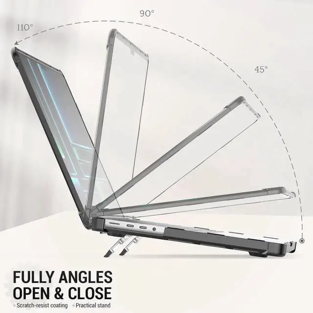 Alt view image 5 of 7 - Case for MacBook Pro 14 inch, Shock-Absorbing Protection with Folding Stand &Mouse Pad/Bag Case for MacBook Pro 14'' A3112 A3185 A3401 A2918 A2992 2779 2442 m4-m1 2024-2021,HardBlack