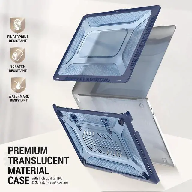 Alt view image 5 of 7 - Case for MacBook Pro 14 inch, Shock-Absorbing Protection with Folding Stand &Mouse Pad/Bag Case for MacBook Pro 14'' A3112 A3185 A3401 A2918 A2992 2779 2442 m4-m1 2024-2021 (Blue)