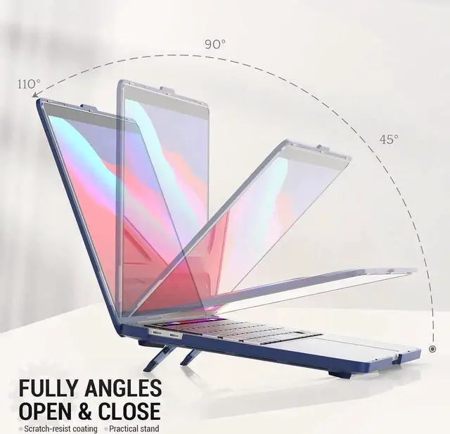 Alt view image 2 of 7 - Case for MacBook Pro 14 inch, Shock-Absorbing Protection with Folding Stand &Mouse Pad/Bag Case for MacBook Pro 14'' A3112 A3185 A3401 A2918 A2992 2779 2442 m4-m1 2024-2021 (Blue)