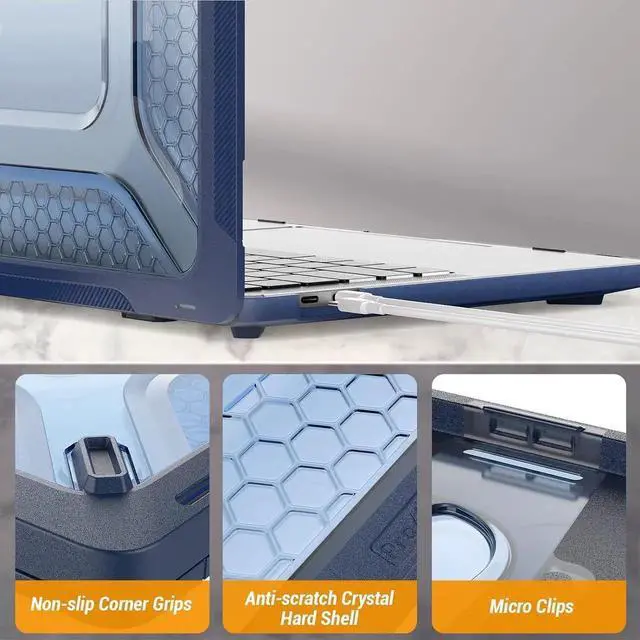 Alt view image 6 of 7 - Case for MacBook Pro 14 inch, Shock-Absorbing Protection with Folding Stand &Mouse Pad/Bag Case for MacBook Pro 14'' A3112 A3185 A3401 A2918 A2992 2779 2442 m4-m1 2024-2021 (Blue)