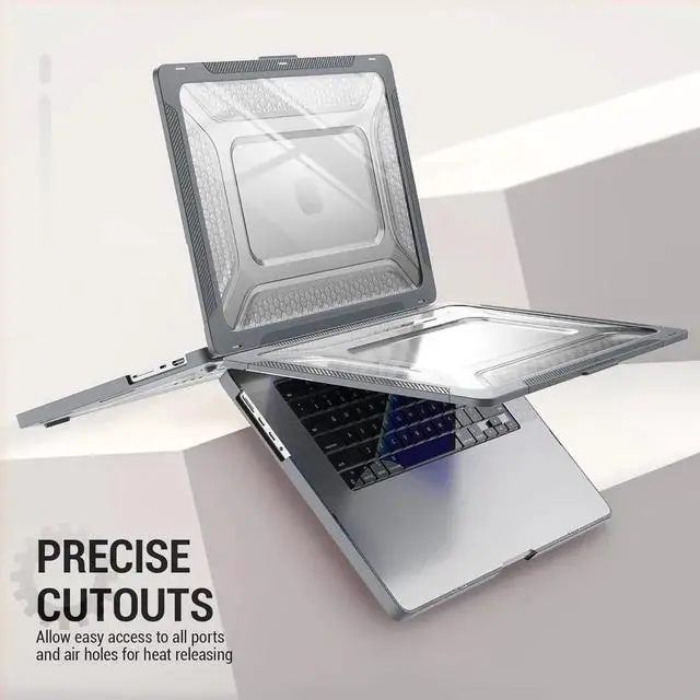 Alt view image 3 of 7 - Case for MacBook Pro 16 inch 2024-2021 A3403 A3186 A2991 A2780 A2485, Shock-Absorbing Protection with Folding Stand &Mouse Pad/Bag Case for MacBook Pro 16'' M4/M3/M2/M1 (Gray)