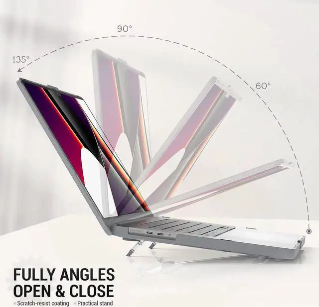 Alt view image 2 of 7 - Case for MacBook Pro 16 inch 2024-2021 A3403 A3186 A2991 A2780 A2485, Shock-Absorbing Protection with Folding Stand &Mouse Pad/Bag Case for MacBook Pro 16'' M4/M3/M2/M1 (Gray)