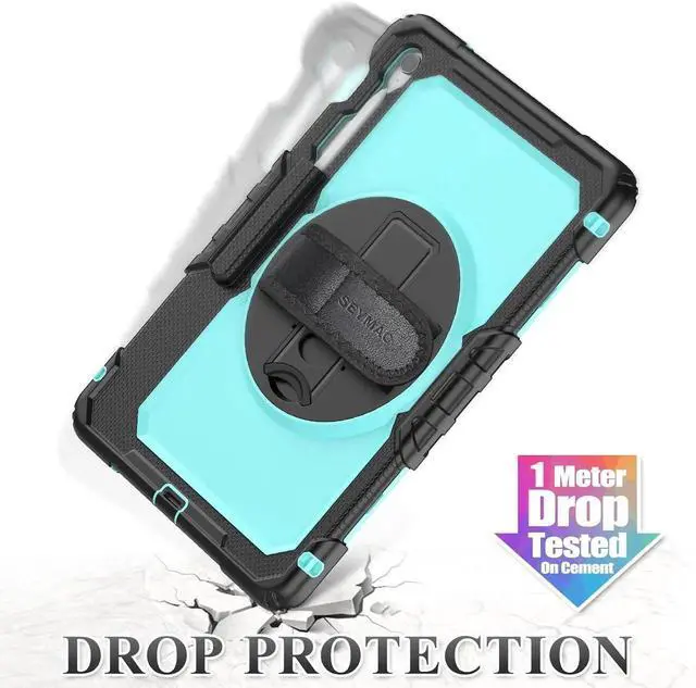 Alt view image 2 of 7 - Case for SAM-SUNG Galaxy Tab S10 FE+ Plus 5G Tablet Case 13.1'' Protective with Screen Protector, Pencil Holder, 360 Rotating Stand, Hand Strap, Shoulder Strap, SkyBlue1