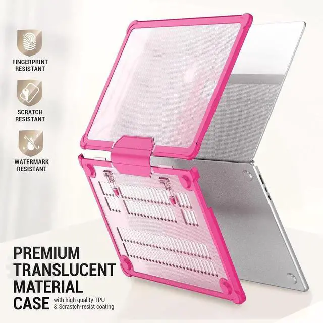 Alt view image 5 of 7 - Case for MacBook Air 15 inch 2025-2023 Release A3241 A3114/A2941 M4-M2 Chip, Shock-Absorbing Protection with Folding Stand &Mouse Pad/Bag Case for MacBook Air 15'' (Pink)