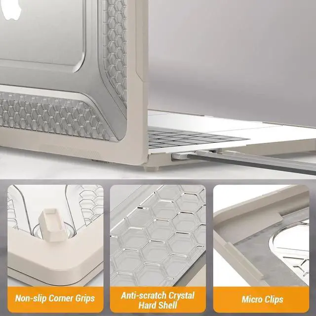 Alt view image 7 of 7 - Case for MacBook Air 15 inch 2025-2023 Release A3241 A3114/A2941 M4-M2 Chip, Shock-Absorbing Protection with Folding Stand &Mouse Pad/Bag Case for MacBook Air 15'' (Beige)