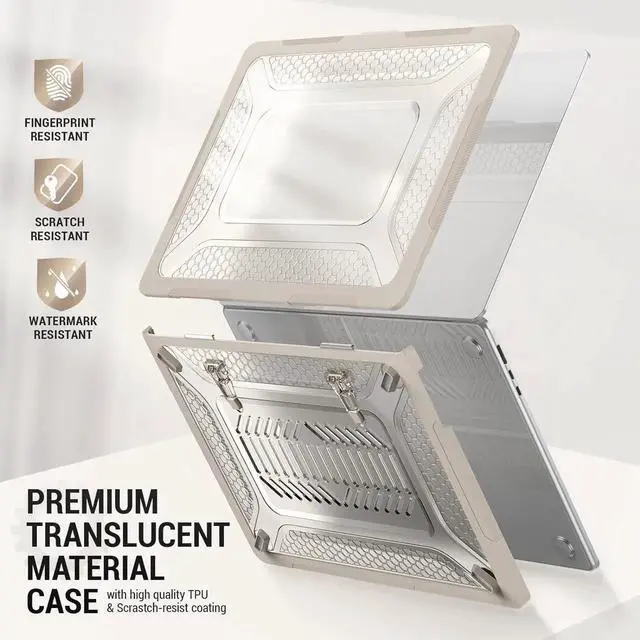 Alt view image 5 of 7 - Case for MacBook Air 15 inch 2025-2023 Release A3241 A3114/A2941 M4-M2 Chip, Shock-Absorbing Protection with Folding Stand &Mouse Pad/Bag Case for MacBook Air 15'' (Beige)