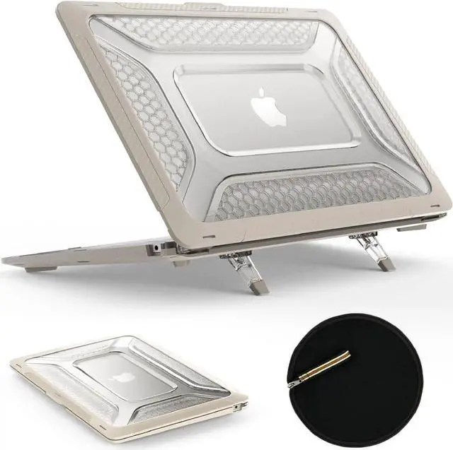 Main image of Case for MacBook Air 15 inch 2025-2023 Release A3241 A3114/A2941 M4-M2 Chip, Shock-Absorbing Protection with Folding Stand &Mouse Pad/Bag Case for MacBook Air 15'' (Beige)