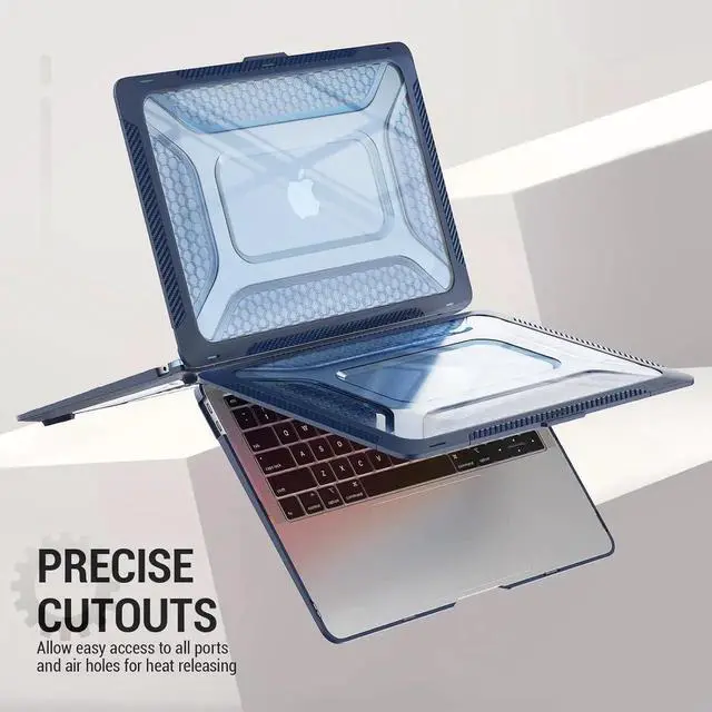 Alt view image 5 of 6 - Case for MacBook Air 13 inch (2020-2018)[A2337 M1/A2179/A1932], Shock-Absorbing Protection with Folding Stand &Mouse Pad/Bag Case for MacBook Air 13'' (Blue)