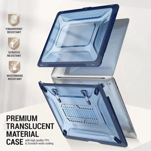 Alt view image 4 of 6 - Case for MacBook Air 13 inch (2020-2018)[A2337 M1/A2179/A1932], Shock-Absorbing Protection with Folding Stand &Mouse Pad/Bag Case for MacBook Air 13'' (Blue)