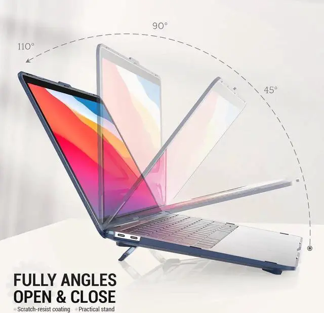 Alt view image 6 of 6 - Case for MacBook Air 13 inch (2020-2018)[A2337 M1/A2179/A1932], Shock-Absorbing Protection with Folding Stand &Mouse Pad/Bag Case for MacBook Air 13'' (Blue)