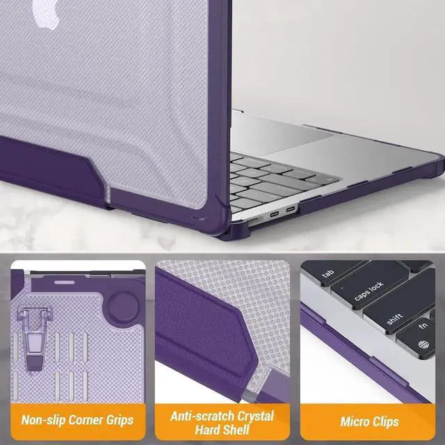 Alt view image 4 of 7 - Case for MacBook Air 15 inch 2025-2023 Release A3241 A3114/A2941 M4-M2 Chip, Shock-Absorbing Protection with Folding Stand &Mouse Pad/Bag Case for MacBook Air 15'' (Purple)