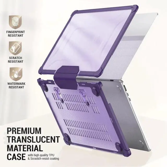 Alt view image 7 of 7 - Case for MacBook Air 15 inch 2025-2023 Release A3241 A3114/A2941 M4-M2 Chip, Shock-Absorbing Protection with Folding Stand &Mouse Pad/Bag Case for MacBook Air 15'' (Purple)